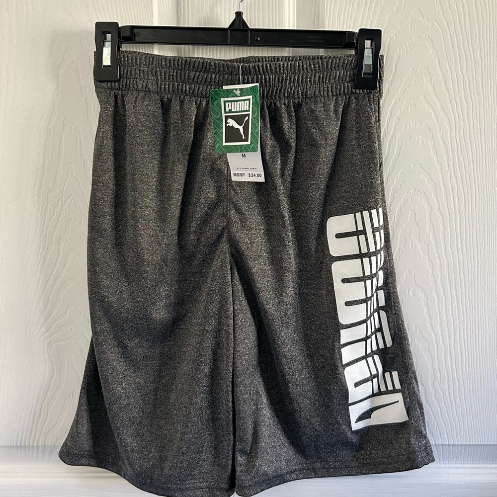 New With Tags - Youth Puma Athletic Shorts (Sz M 10-12) Charcoal Heather